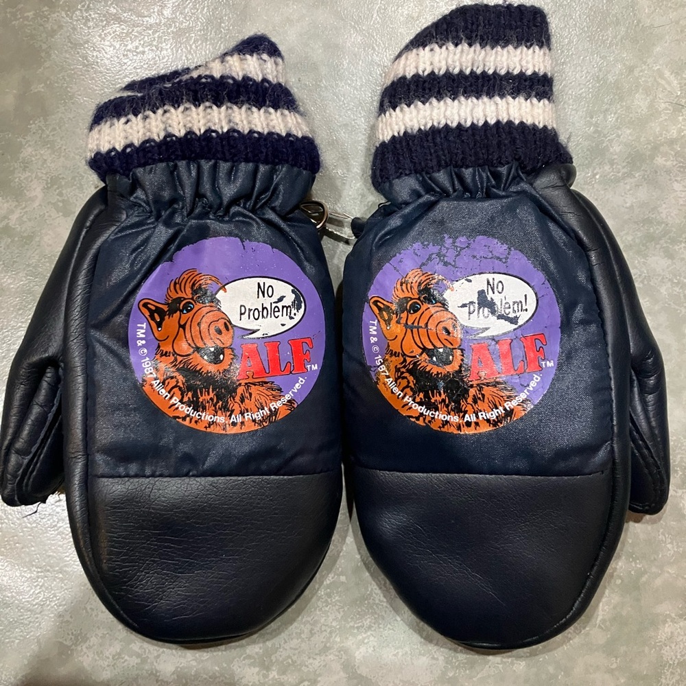 1987 Vintage Alf 80s Kids Rare Snow Gloves No Problem